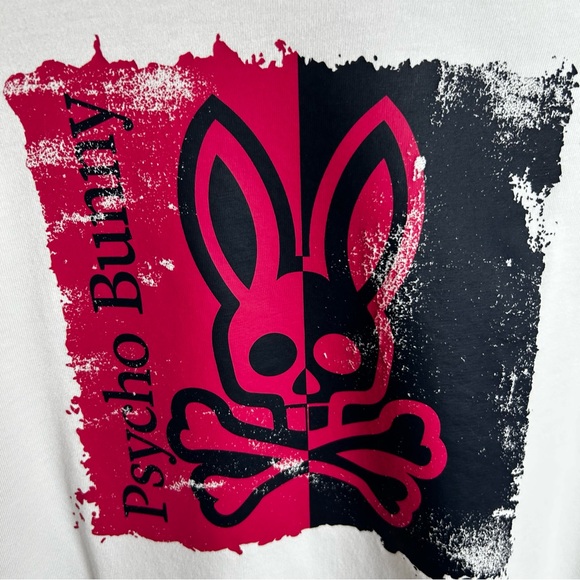 Psycho Bunny Men's White Coniston Crew neck long sleeve graphic tee size: L - Picture 4 of 8